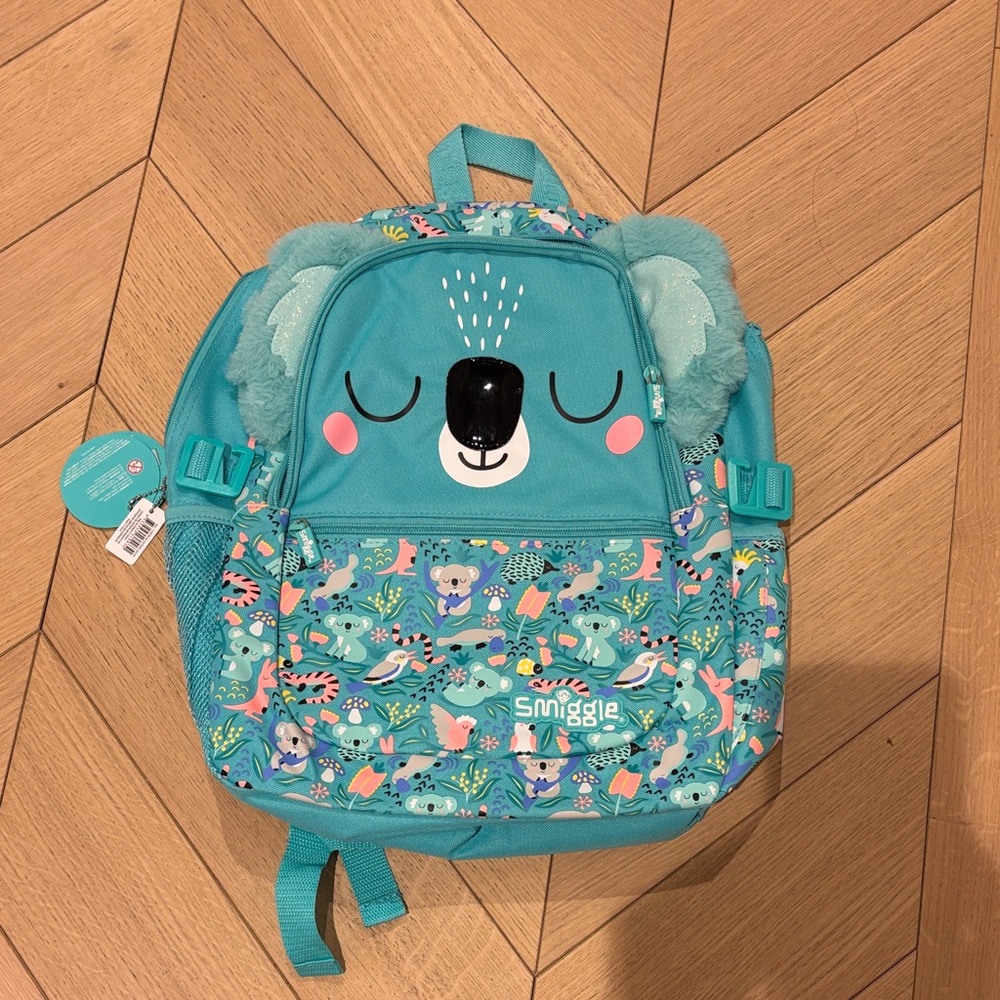 Smiggle Teal Kids Backpack with Playful Design NWT